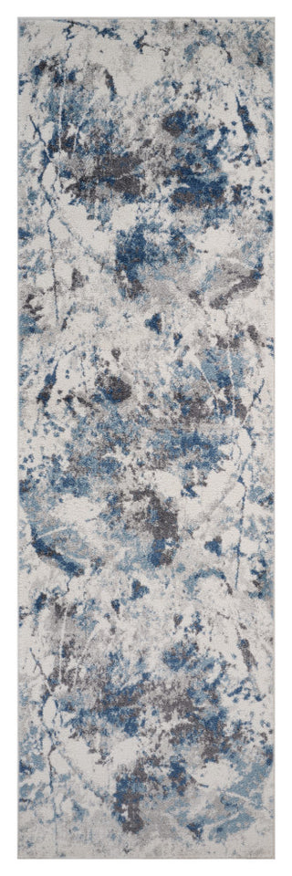 Clifton Abstract Ivory Blue Power-Loom Area Rug 5'3" x 7'6"