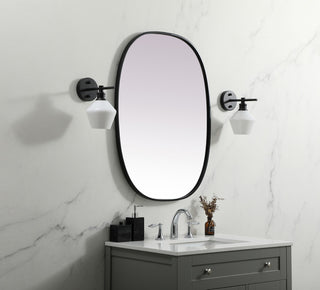 Metal Frame Oval Mirror 27X36 Inch, Black