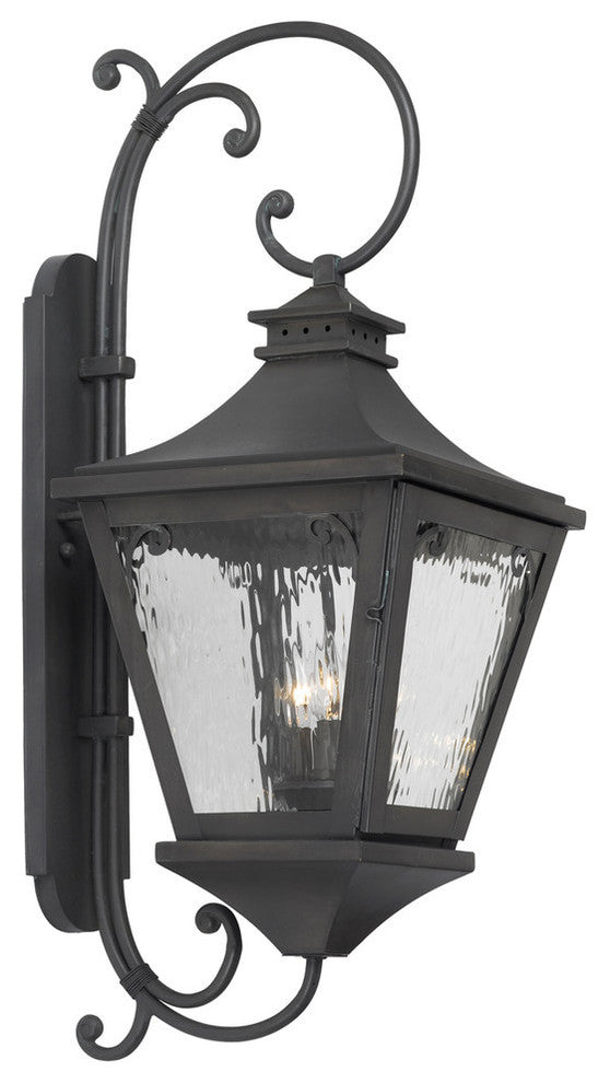 Outdoor Wall Lantern Manor, Solid Brass, a Charcoal Finish