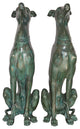 Pair of Greyhound dogs sitting Bronze Statue -  Size: 12"L x 12"W x 35"H.