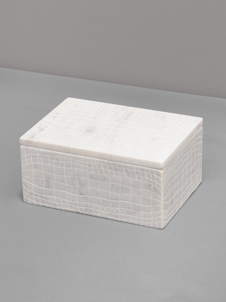 White Marble Box, Lid, Large