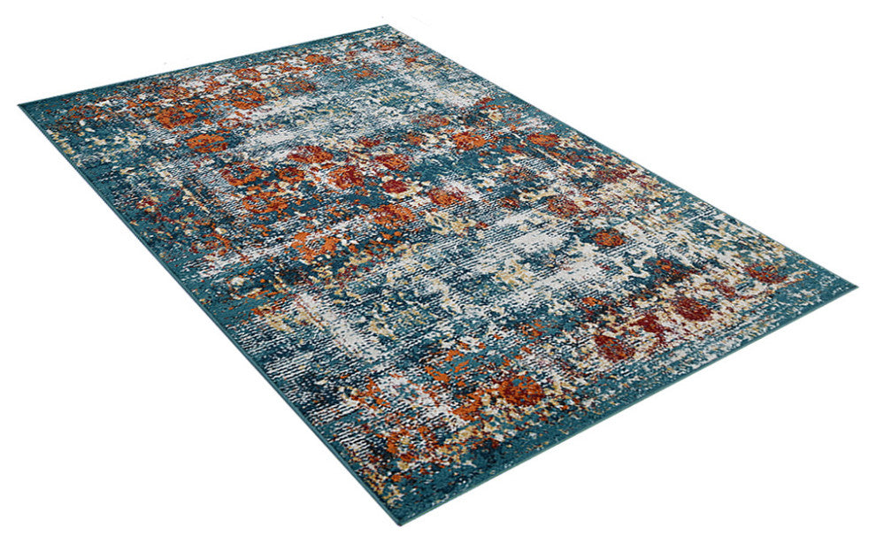 Machine Woven Heatset Polypropylene Area Rug Oriental Blue, [Rectangle] 9'x12'
