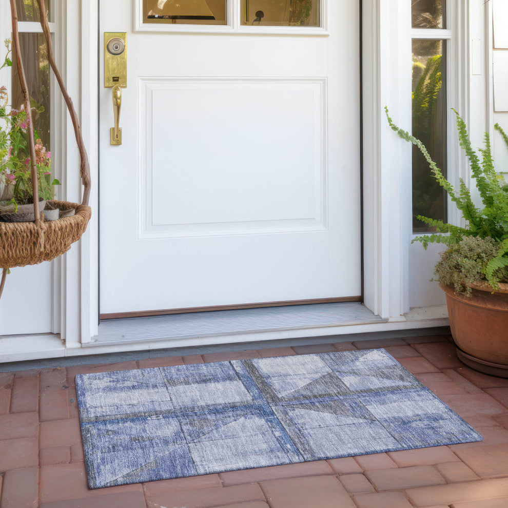Machine Washable Indoor/Outdoor Chantille ACN1875 Denim 1'8" x 2'6" Rug