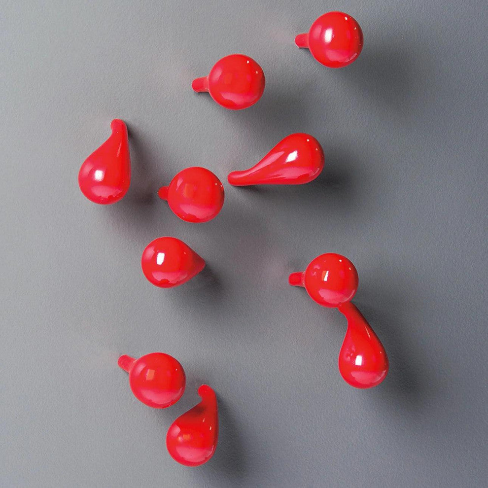 Gloss Bubble 2 in Round Wall Hook Floating Organic Shape Ball Modern, Red, Straight