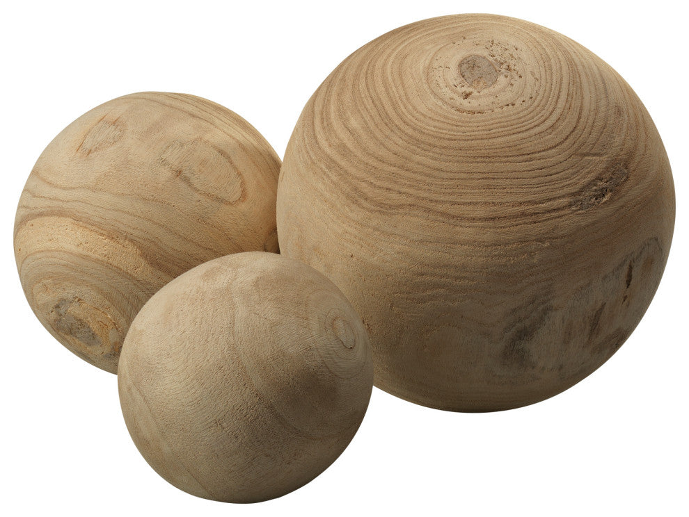 Malibu Wood Balls, Natural Wood, 3-Piece Set