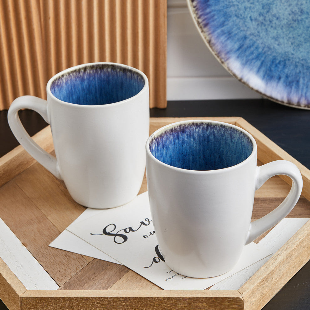 Stone Lain Romy Stoneware 16 Piece Dinnerware Set, Blue