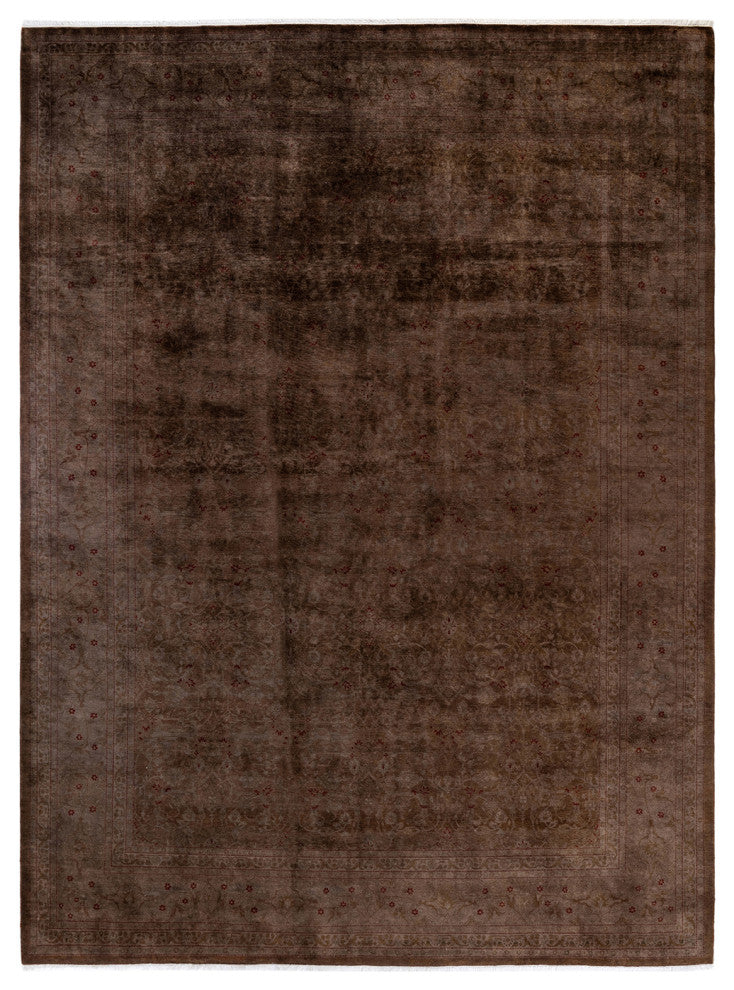 Fine Vibrance, One-of-a-Kind Hand-Knotted Area Rug Brown, 9' 1" x 12' 3"