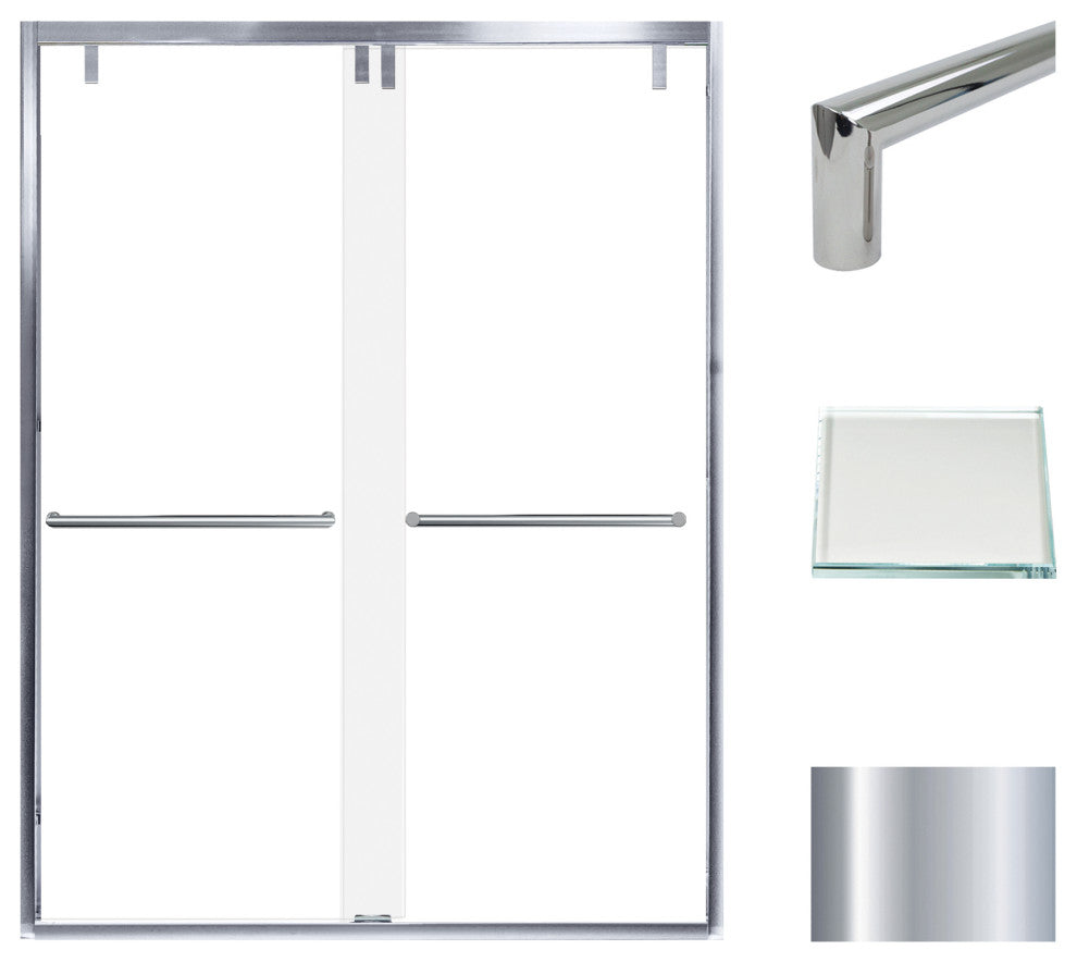Eden 56-60" W x 80" H Shower Door, Iron Glass, Polished Chrome, Turin