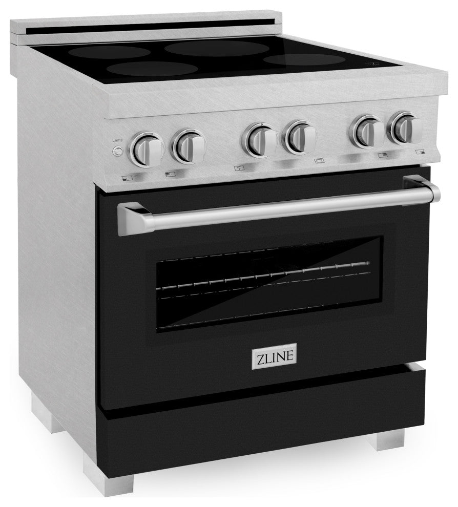 ZLINE 30" Induction Range, DuraSnow With a Black Matte Door RAINDS-BLM-30