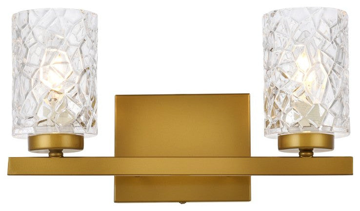Conor 2-Light Bath Sconce, Brass With Clear Shade