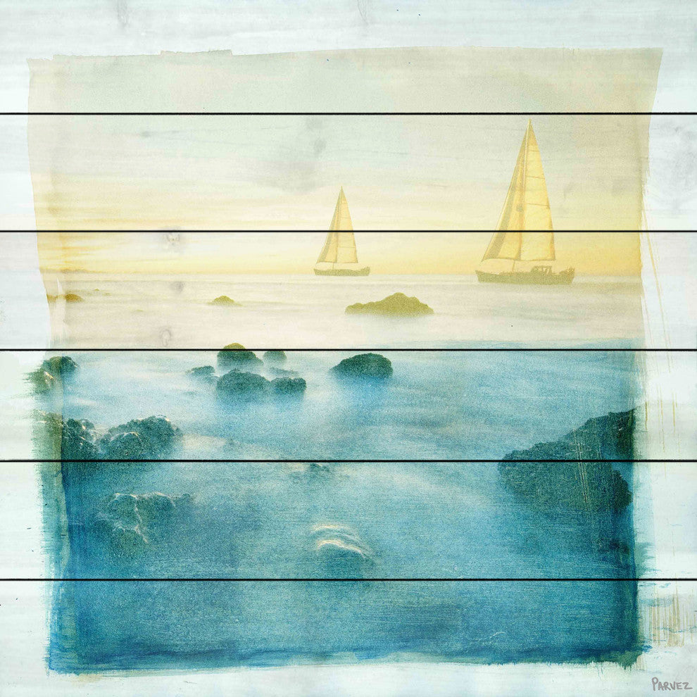 "Bona Vista" UV Ink Print on White Wood, 32"x32"
