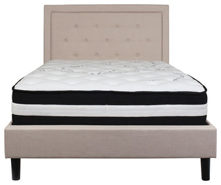 Roxbury Full Size Tufted Upholstered Platform Bed With Pocket Spring Mattress