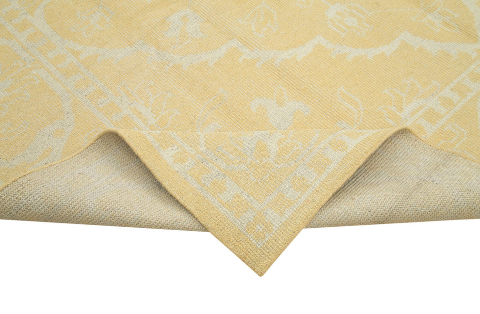 Rug N Carpet - Handwoven Oriental 9' 1" x 11' 11" Decorative Yellow Oushak Rug