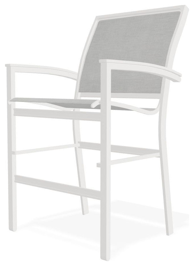 Bazza Sling Balcony Height Stackable Outdoor Stool, Alloy/Snow