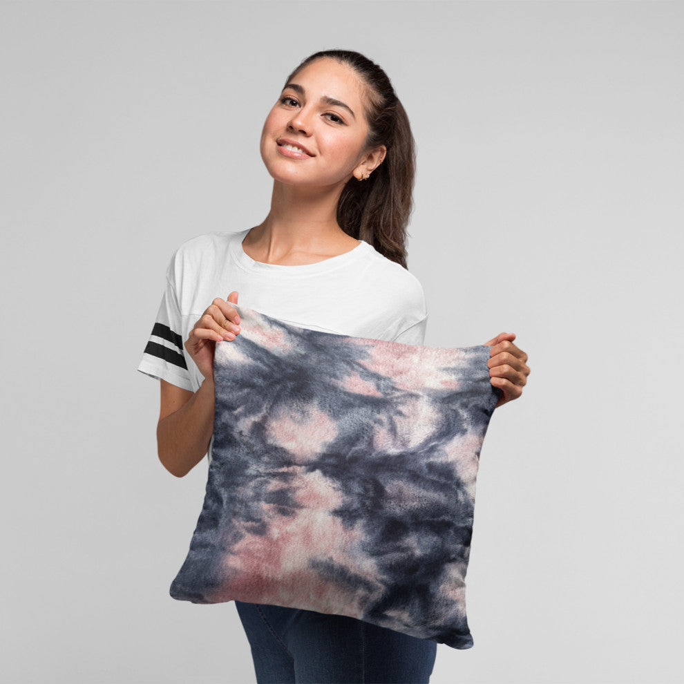 Plutus Pink Navy Fureal Faux Fur Luxury Throw Pillow, Pink Navy, 16" x 16"