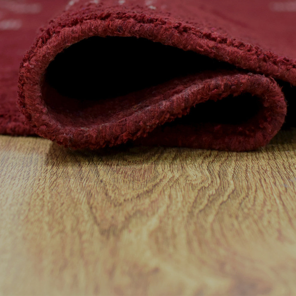 HAND KNOTTED LOOM SILK ECO-FRIENDLY AREA RUGS -6'x6', Round, Red, Contemporary