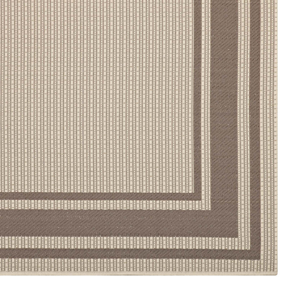 Rim Solid Border 4x6 Indoor and Outdoor Area Rug-Light and Dark Beige
