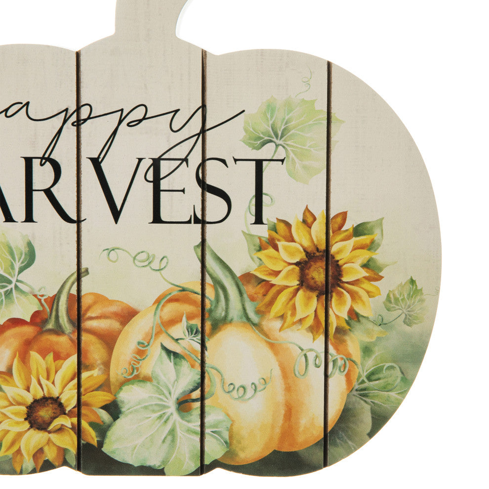 9.75"L "Happy Harvest" Pumpkin Table Sign