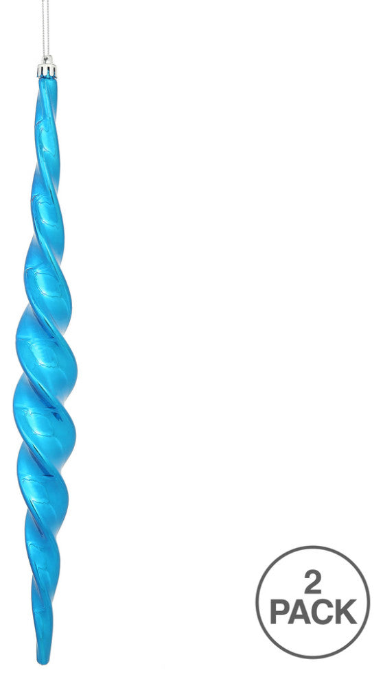 Vickerman N175102D 14.6" Blue Shiny Spiral Icicle Christmas Ornament