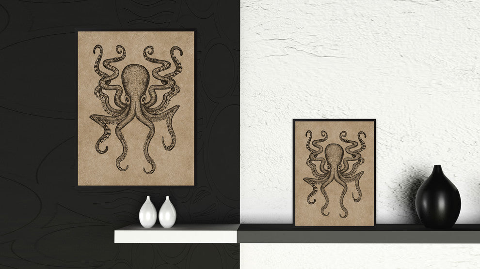 Octopus Animal Brown Canvas Print, Custom Picture Frame, 28"x37"