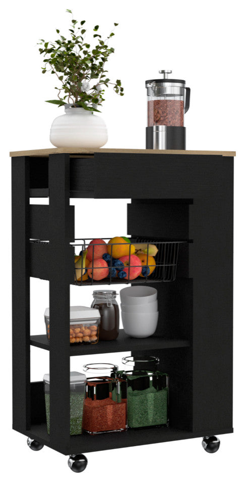 Kitchen Cart Sonex, Kitchen, Black / Light Oak