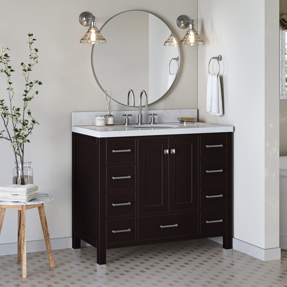 Ariel Cambridge 42" Single Oval Sink Vanity, Carrara Quartz