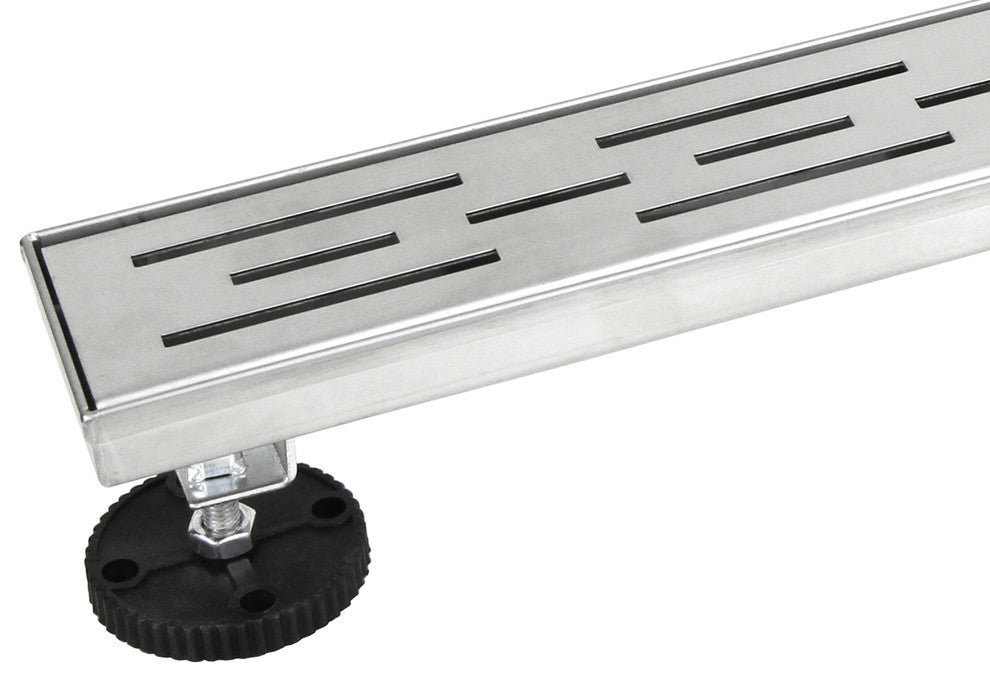 Shower Linear Drain 32" Stripe Pattern Grate, Brushed Finish