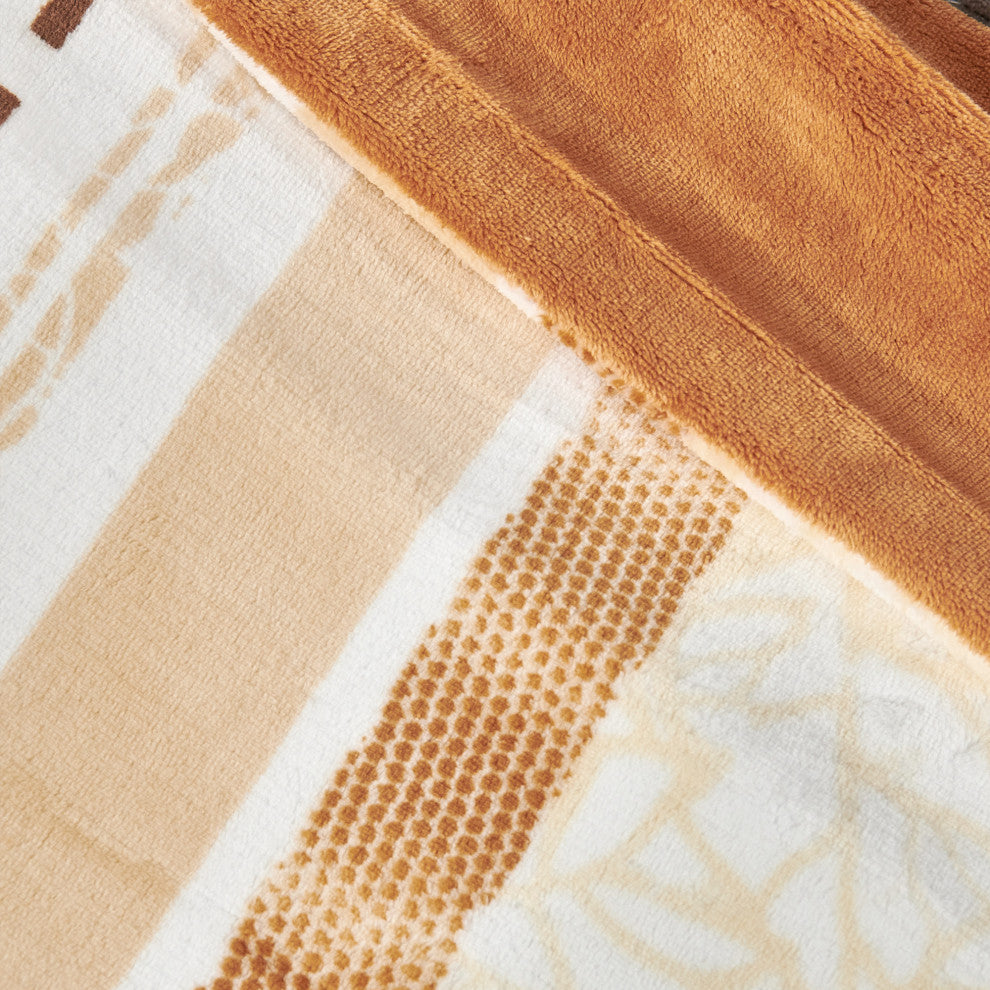 Floral Printed Flannel Throw, Leaves