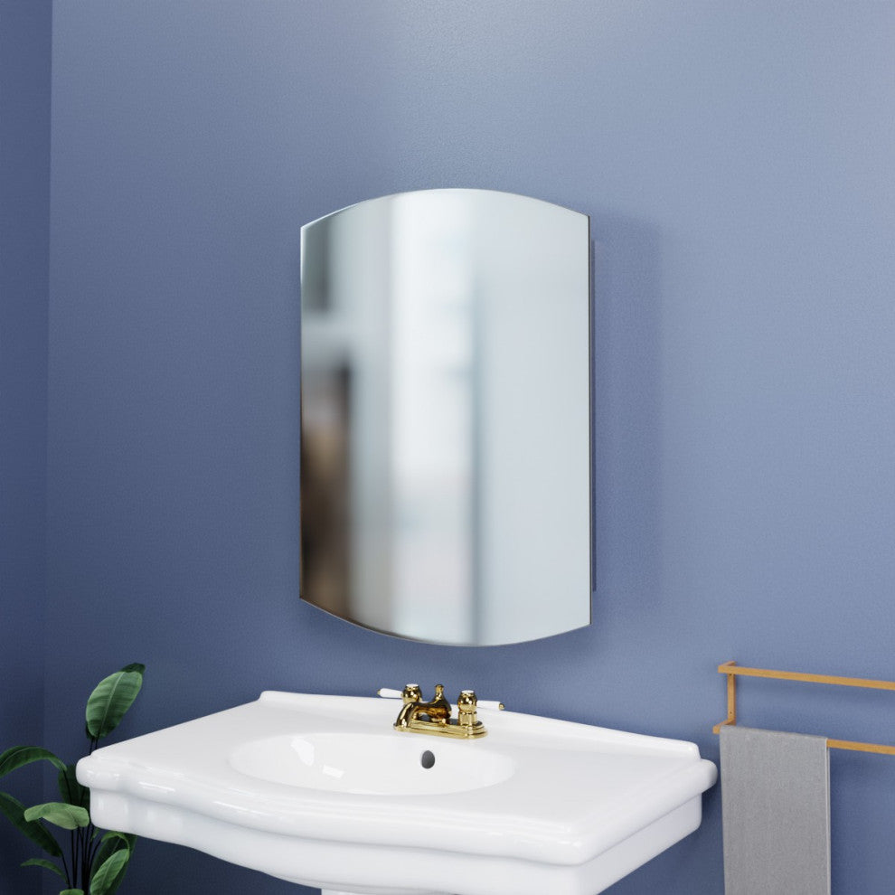 24" Stainless Steel Wall Mount Medicine Cabinet Shelf with Mirror Door