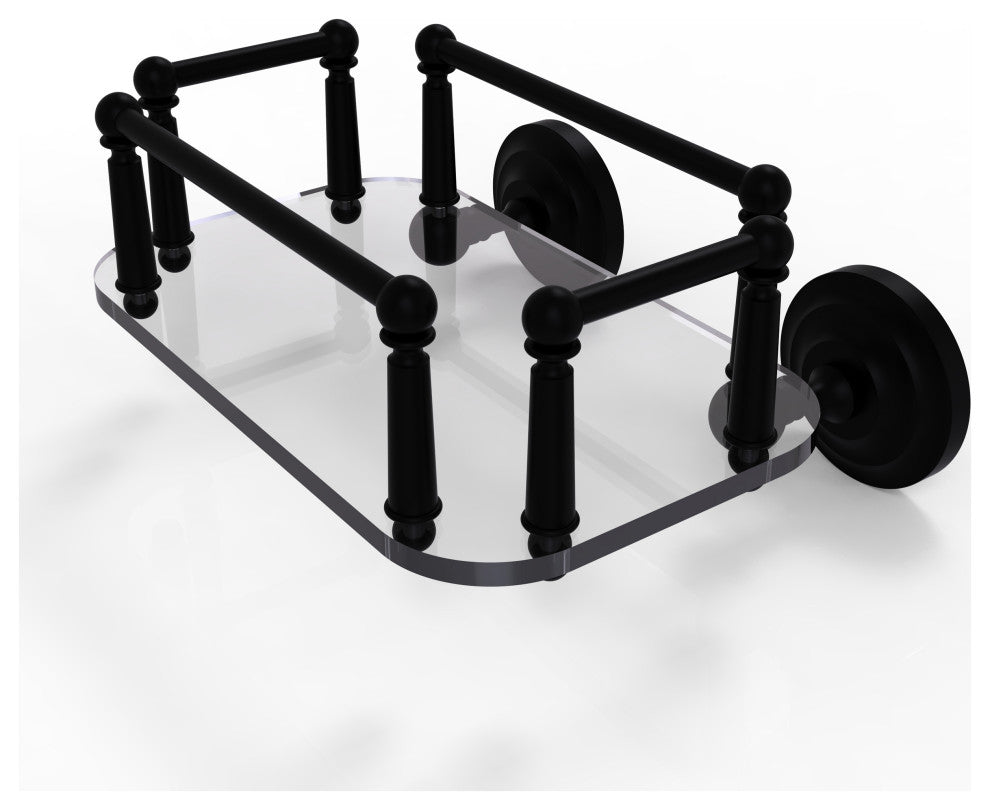 Que New Wall Mounted Glass Guest Towel Tray, Matte Black