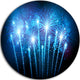 Blue Fireworks At Night Sky, Skyscape Photo Disc Metal Wall Art, 23"