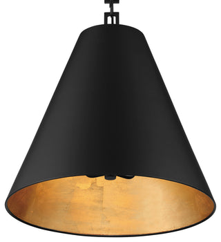 Alston Three Light Chandelier in Matte Black / Antique Gold