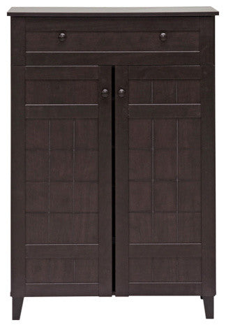 Baxton Studio Glidden Dark Brown Wood Modern Shoe Cabinet (Tall)