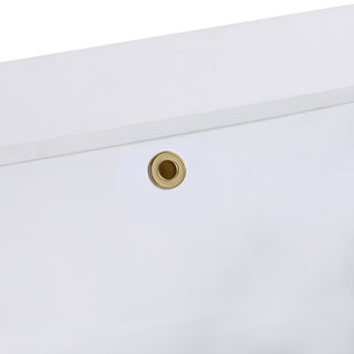 Terra Bathroom Vanity, Walnut/Satin Brass With White Quartz, 24", White Quartz Top