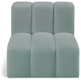 Arc Upholstered Modular Component, Green, 1-Piece: Straight Chair, Vegan Leather