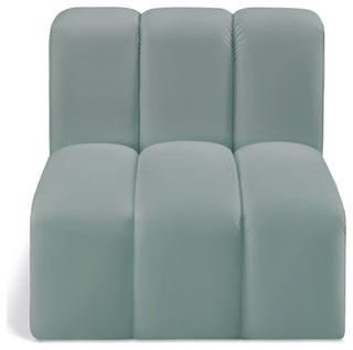 Arc Upholstered Modular Component, Green, 1-Piece: Straight Chair, Vegan Leather