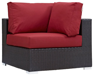 Modway Convene 7-Piece outdoor Patio Sectional Set, Expresso Red