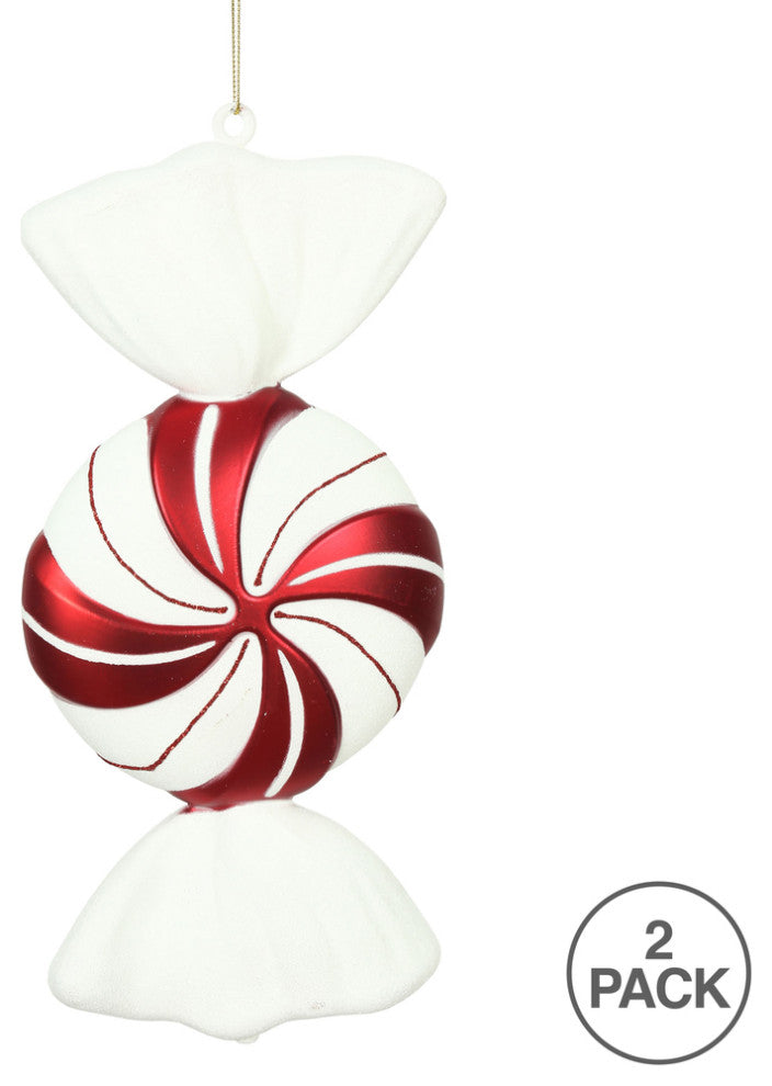 Vickerman N179252 12" Red-White Round Swirl Candy Pack of 2