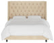 Williams Twin Nail Button Wingback Bed, Velvet Pearl