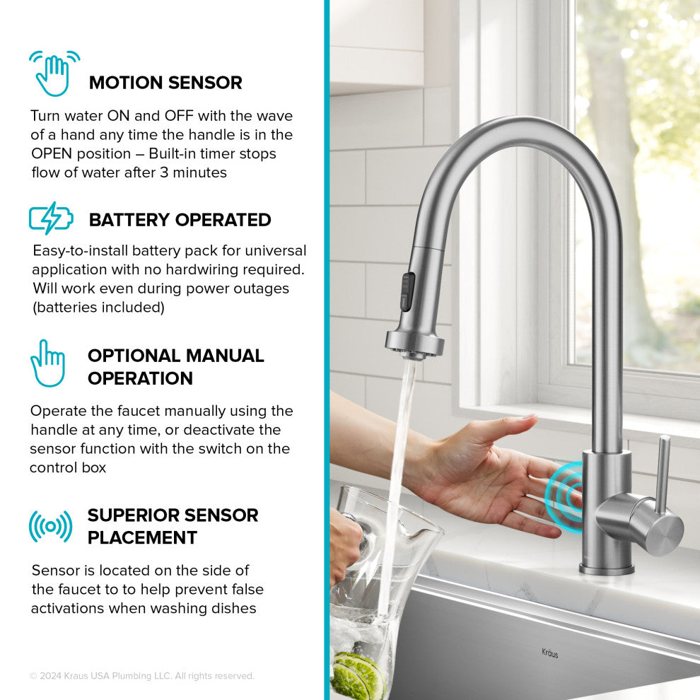 Bolden Sensor 2-Function Pull-Down 1-Handle Kitchen Faucet, Spot-Free St Steel