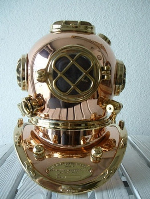 10" Polished Brass and Copper Mark V Dive Helmet