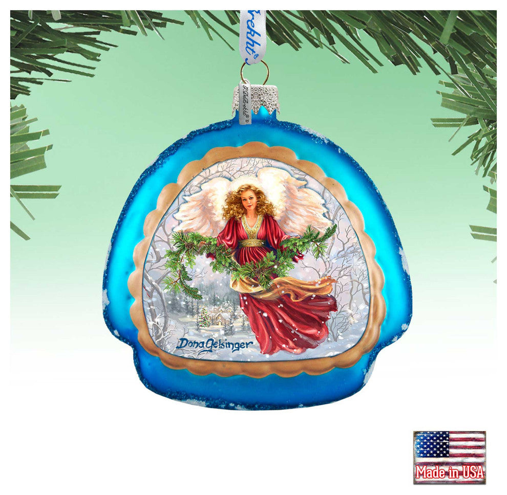 Snowfall Angel Glass Ornament