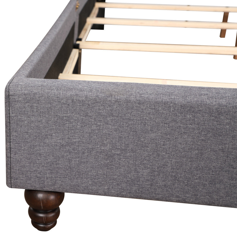 Miranda Upholstered Twill Bed, Light Gray, King
