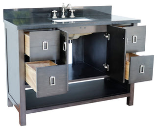 49" Single Vanity, Silvery Brown Finish With Black Galaxy Top