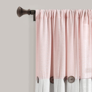 Linen Button Single Window Panel, Blush/White, 63"x40"