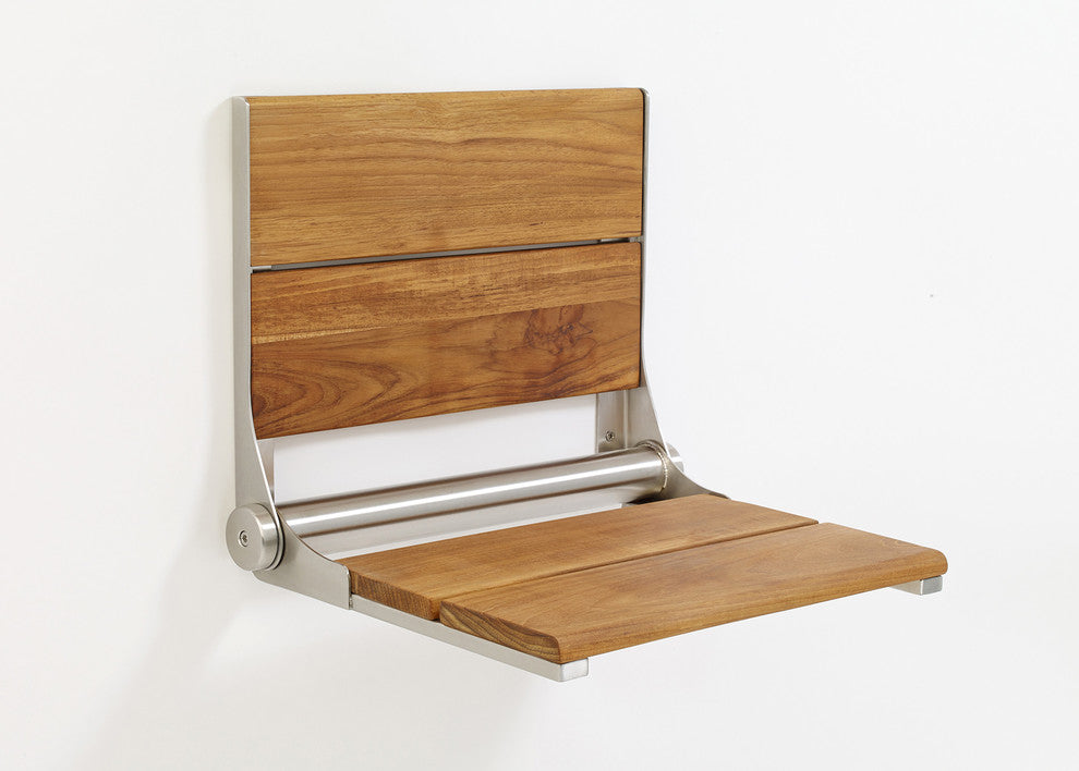 Life Line Series, Contour Shower Seats, Teak, 26", Brushed Nickel