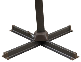 10' Tan Polyester Square Tilt Cantilever Patio Umbrella With Stand