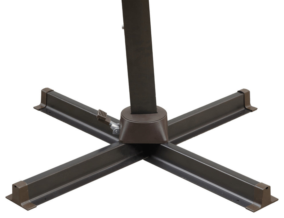 10' Tan Polyester Square Tilt Cantilever Patio Umbrella With Stand