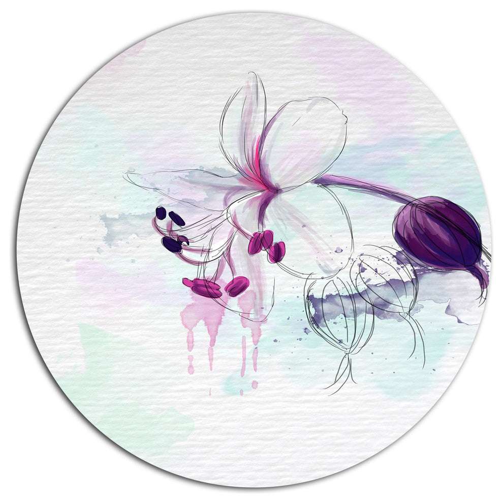 Beautiful Purple Flower With Splashes, Floral Disc Metal Wall Art, 36"