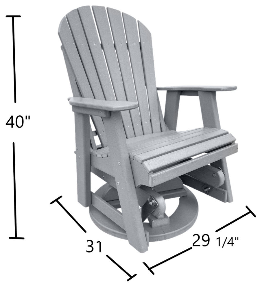 Phat Tommy Outdoor Swivel Glider Chair - Adirondack Glider Chair, Gray